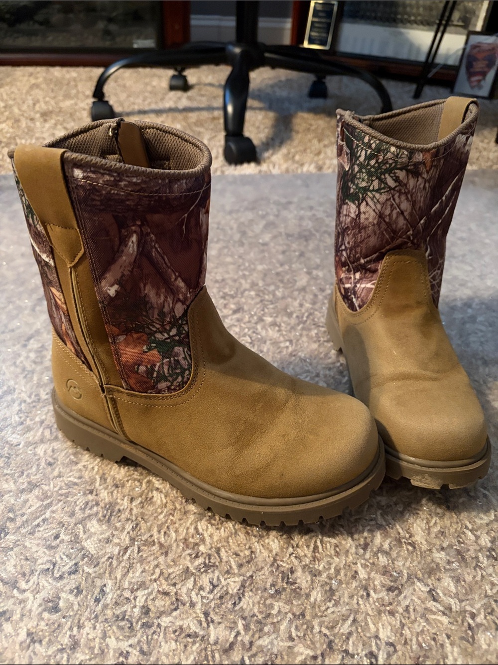 Magellan Outdoors Kids Brown Tan Camo Boots